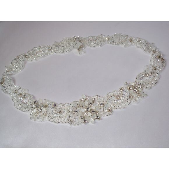 Bridal belt sash, beaded bridal belt, beaded wedding rhinestone dress belt sash